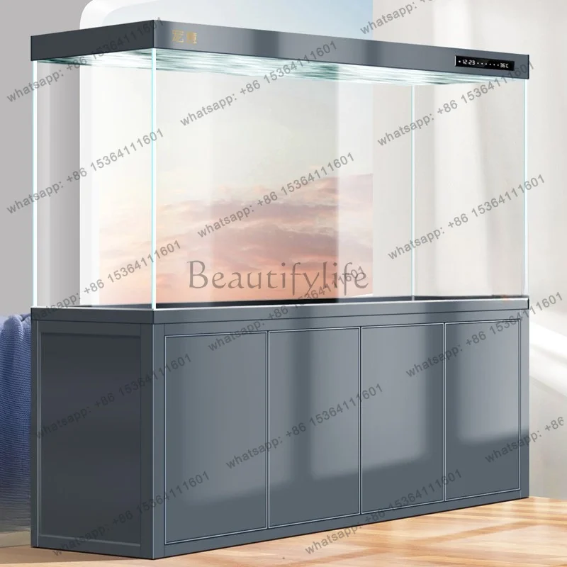 FG Luxury Tubeless Arowana Aquarium: Professional Bottom Filter Tank with Self-Cleaning System & Ultra Clear Glass Furniture JT4