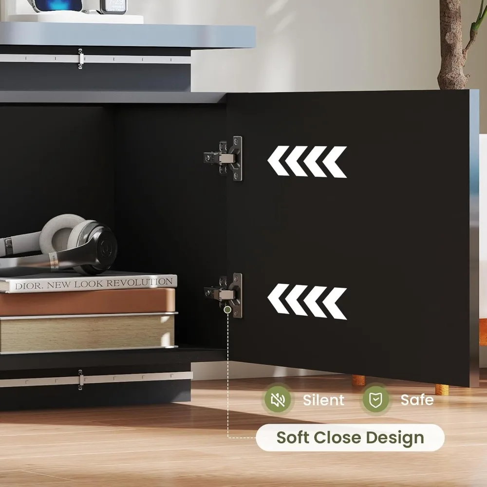 ตู้วางทีวีพร้อมเตาผิงขนาด 40 นิ้ว - ตู้วางทีวีพร้อมไฟ LED 2 ดวงสำหรับทีวีขนาด 90-95 นิ้ว - ศูนย์รวมความบันเทิงพร้อมเต้ารับไฟฟ้า 4 ช่อง