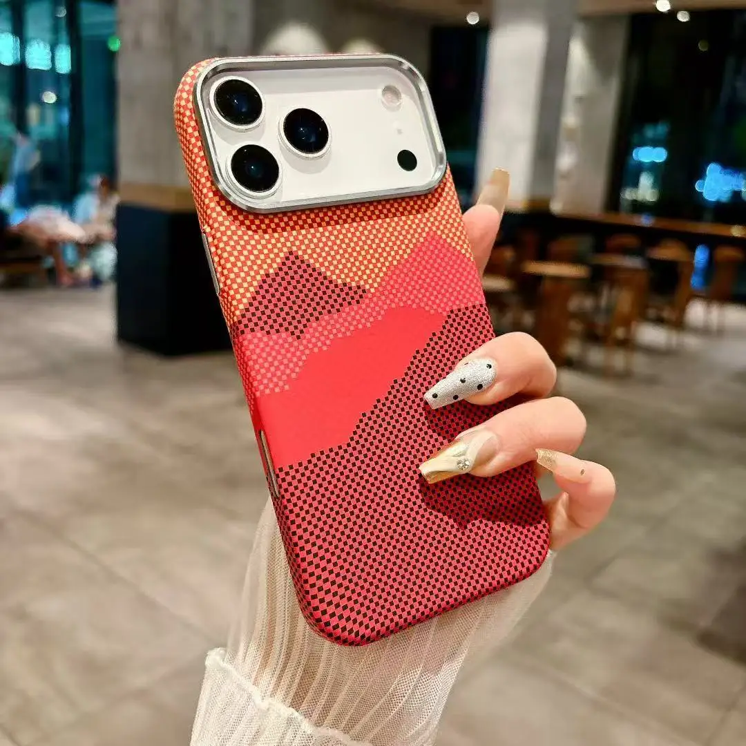 

Luxury Premium Carbon Fiber Patterned Alloy Lens Frame Case For iPhone 17promax 17pro 17Air 17 Magnetic Protect Cover