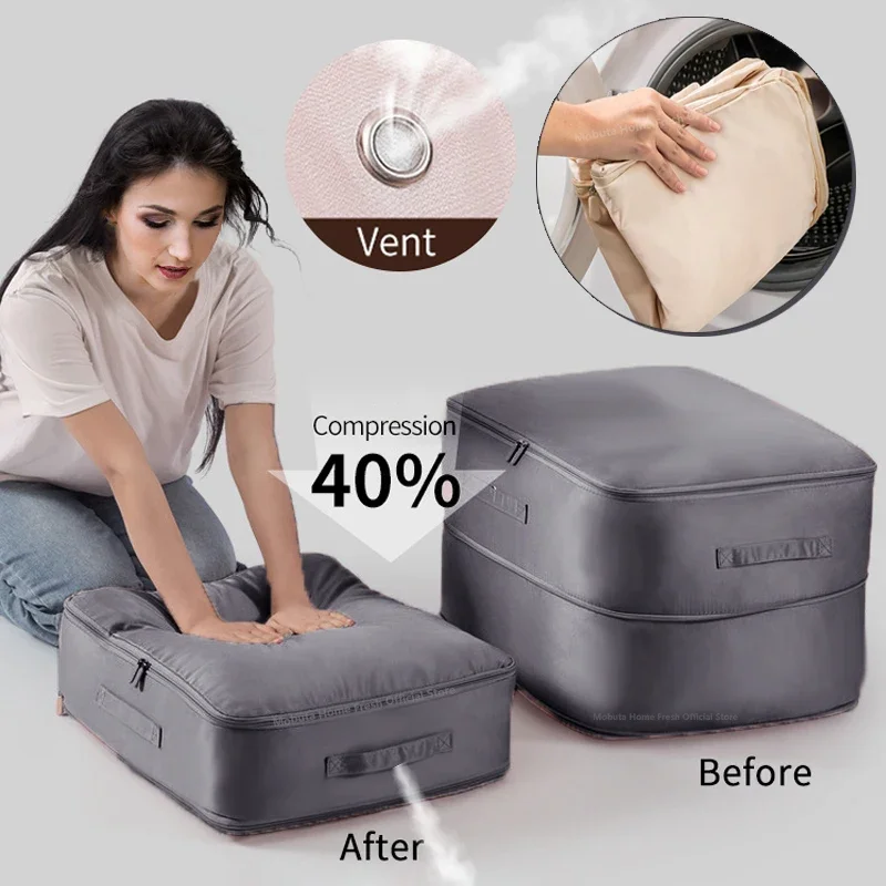 

Space Saving Compressible Packing Travel Storage Bag Cubes Waterproof Suitcase Nylon Portable With Handbag Luggage Organizer