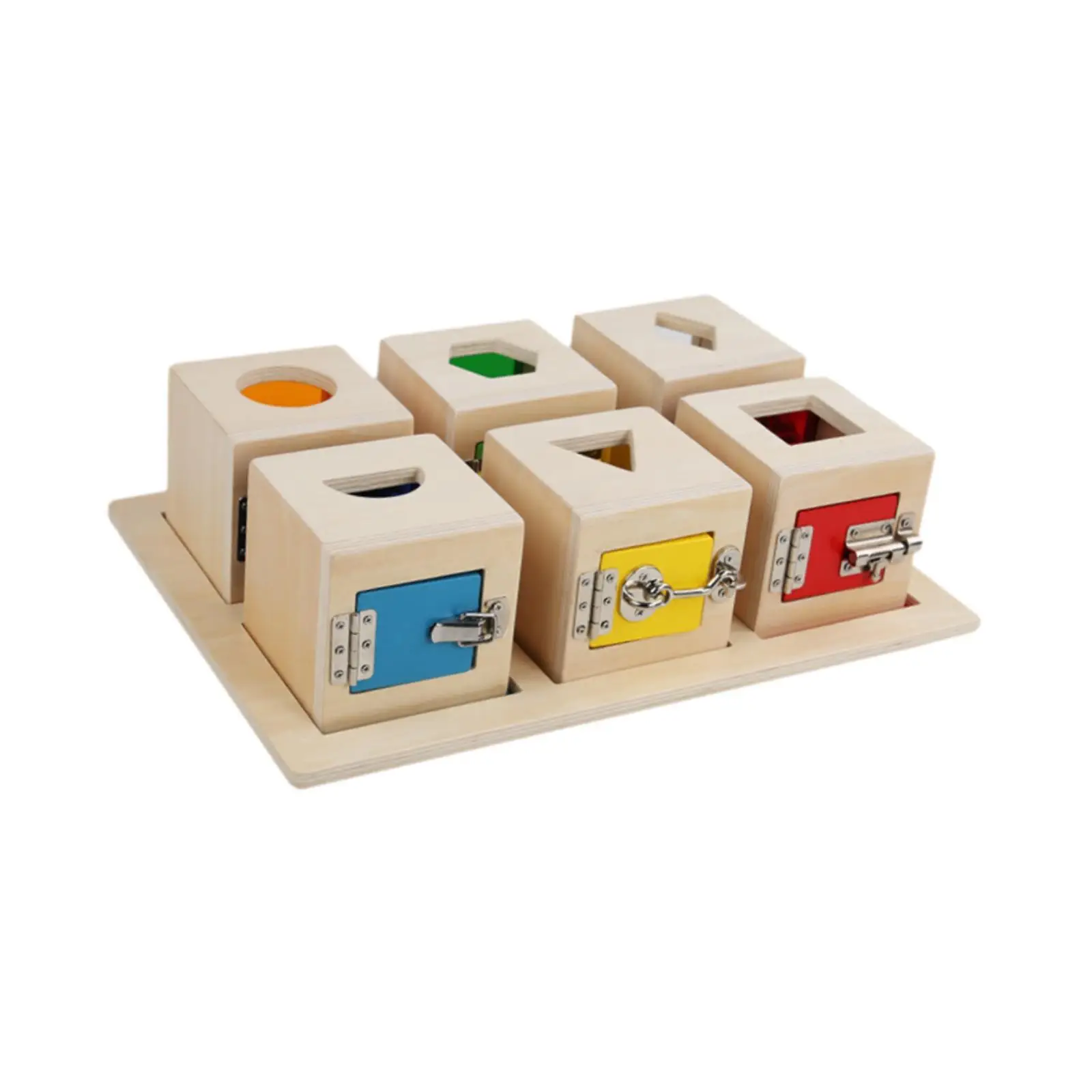 Caja de cerradura de madera, juguete, regalos de cumpleaños, juguete de desarrollo, juguetes sensoriales resistentes, habilidad de vida práctica, tablero ocupado para niños y niñas