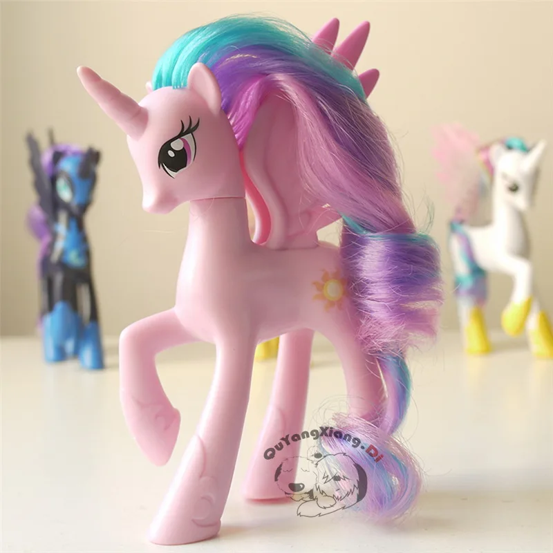 P11 015 Action Figures 10-13cm Little Cute Horse Model Doll Princess Celestia Pink Toys for Children