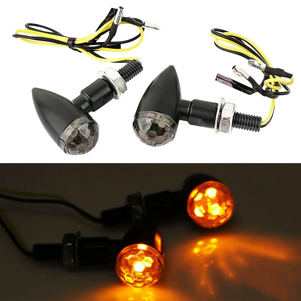 AliExpress NONE E mark Black Metal Smoke/Amber Lens LED Bullet Motorcycle Turn Signal Light mini Indicator for Harley Chopper Bobber Street Bike