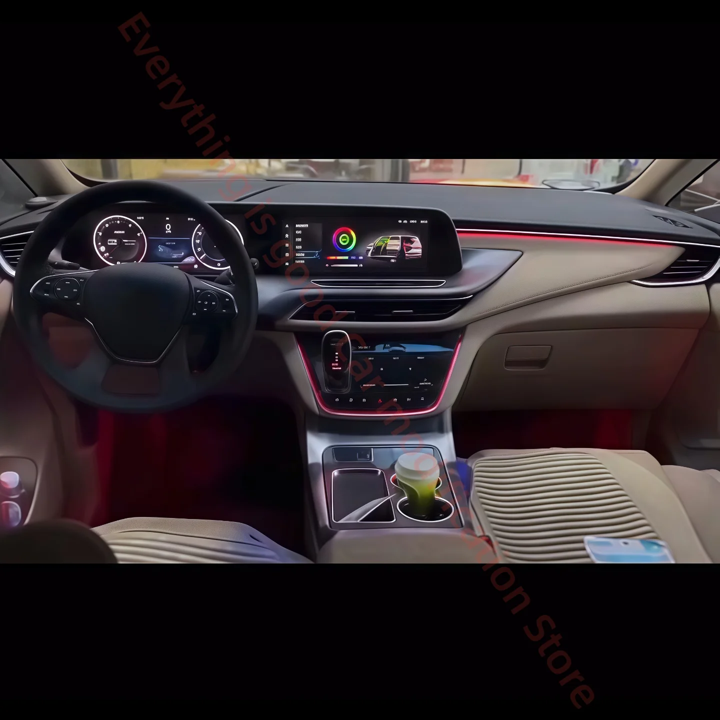 

RHD для Buick GL8 653T 2020-2023 светодиодная атмосферная лампа, модернизация внутреннего освещения автомобиля, автомобильные аксессуары, светящееся кольцо звукового сигнала, декоративная полоса