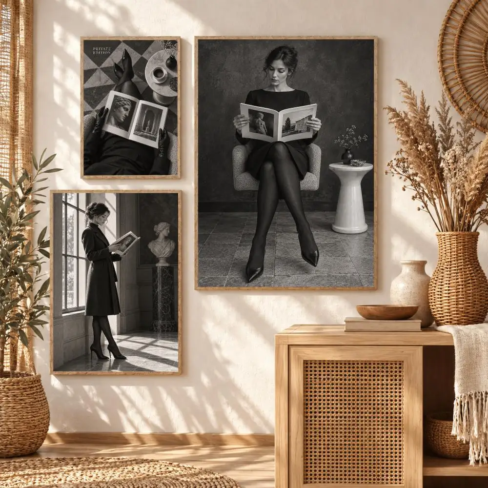Fashion Women Reader Poster Art Wall Stickers & Self-Adhesive Decals for Home, Bedroom & Living Room