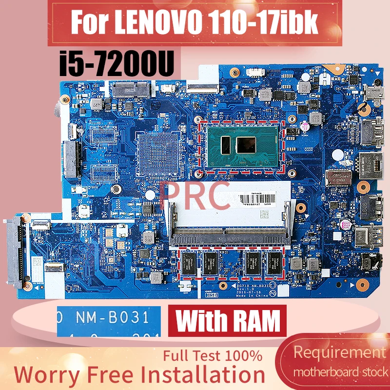 

NM-B031 For LENOVO 110-17ibk Laptop Motherboard i5-7200U 5B20M40825 Notebook Mainboard