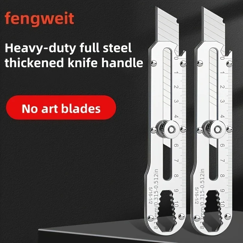 مقبض سكين متعدد الوظائف 12 في 1، فولاذ سميك عالي التحمل من الفولاذ المقاوم للصدأ، حامل أدوات قطع المكتب، مقبض سكين المساعدة، مقبض مضاد للانزلاق، تصميم خالٍ من السكاكين #2
