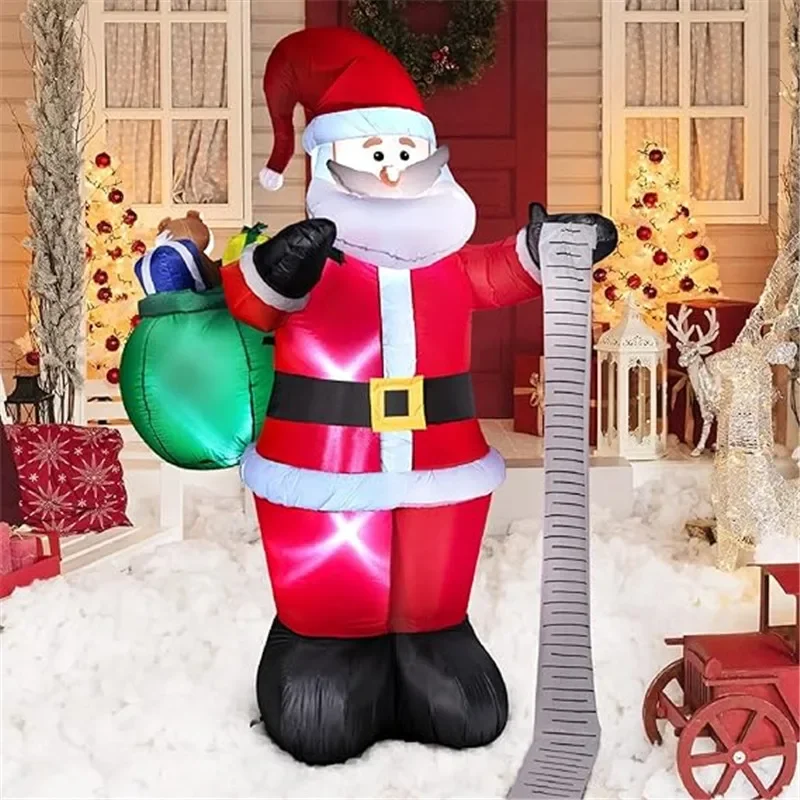 6FT Christmas Decoration Inflatable Wish list Santa Built-in LED Lights Xmas Party Indoor Outdoor Garden Party Scene Ornament