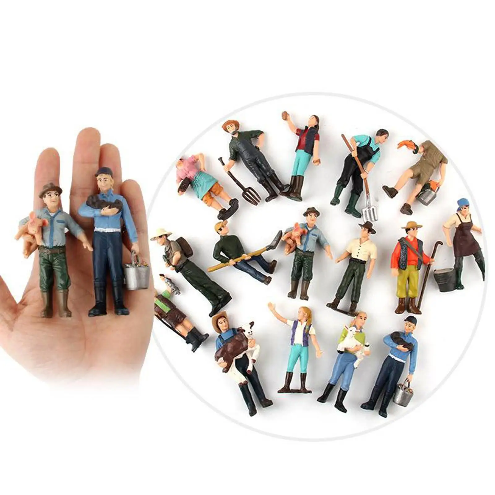 

16x Realistic PVC People Figurines Farmer with Animal Model Kids Educational Toy