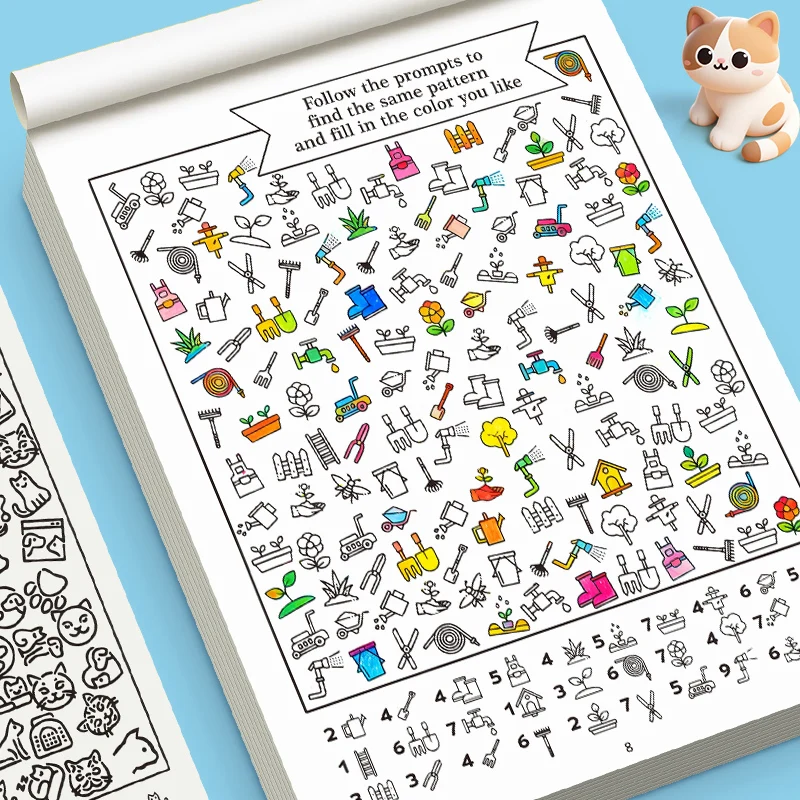 Encontre o mesmo entre 1000 padrões Encontre o mesmo jogo interativo Livro para colorir Livro de desenho divertido 32 páginas Livro de desenho para colorir