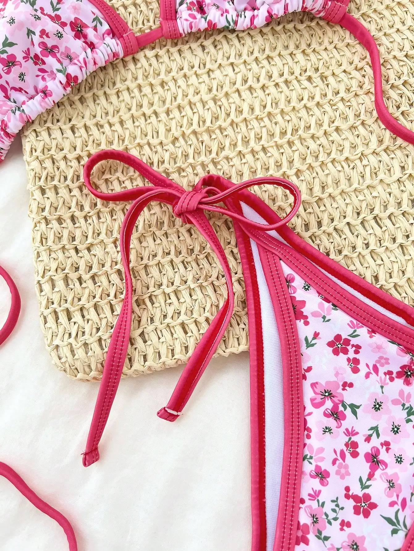 Bikini Dua Potong Wanita Leher, Bra Suspender, Bawahan V, Pakaian Renang dan Pakaian Wanita