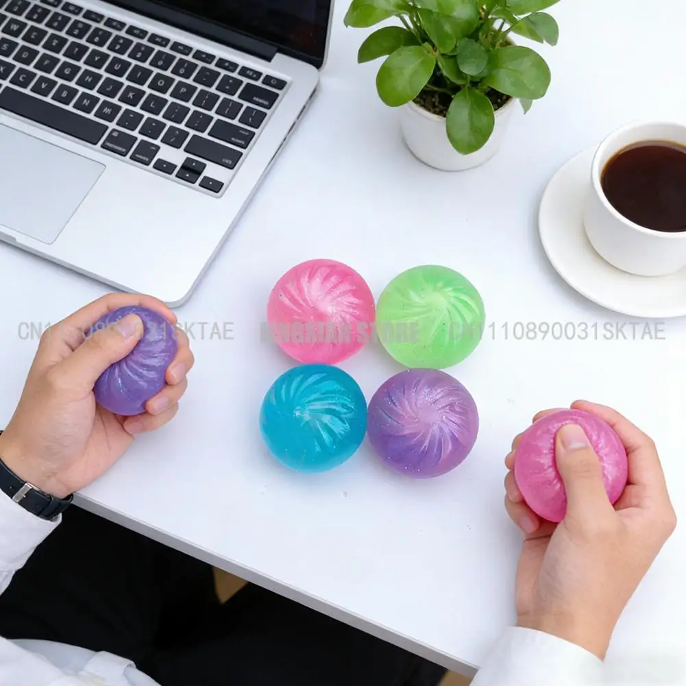 

Squishy Stress Balls with Maltose Syrup Fun Gold Flour Buns Dumpling Shapes Antistress Fingertip Toys for Kids Gift