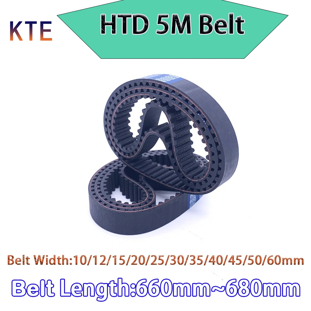 HTD 5M Rubber Closed Loop Timing Belt Width 1012 15 20 25 30 35 40 45 50 60mm  HTD 5M Rubber Belt Length 660 665 670 675 680mm