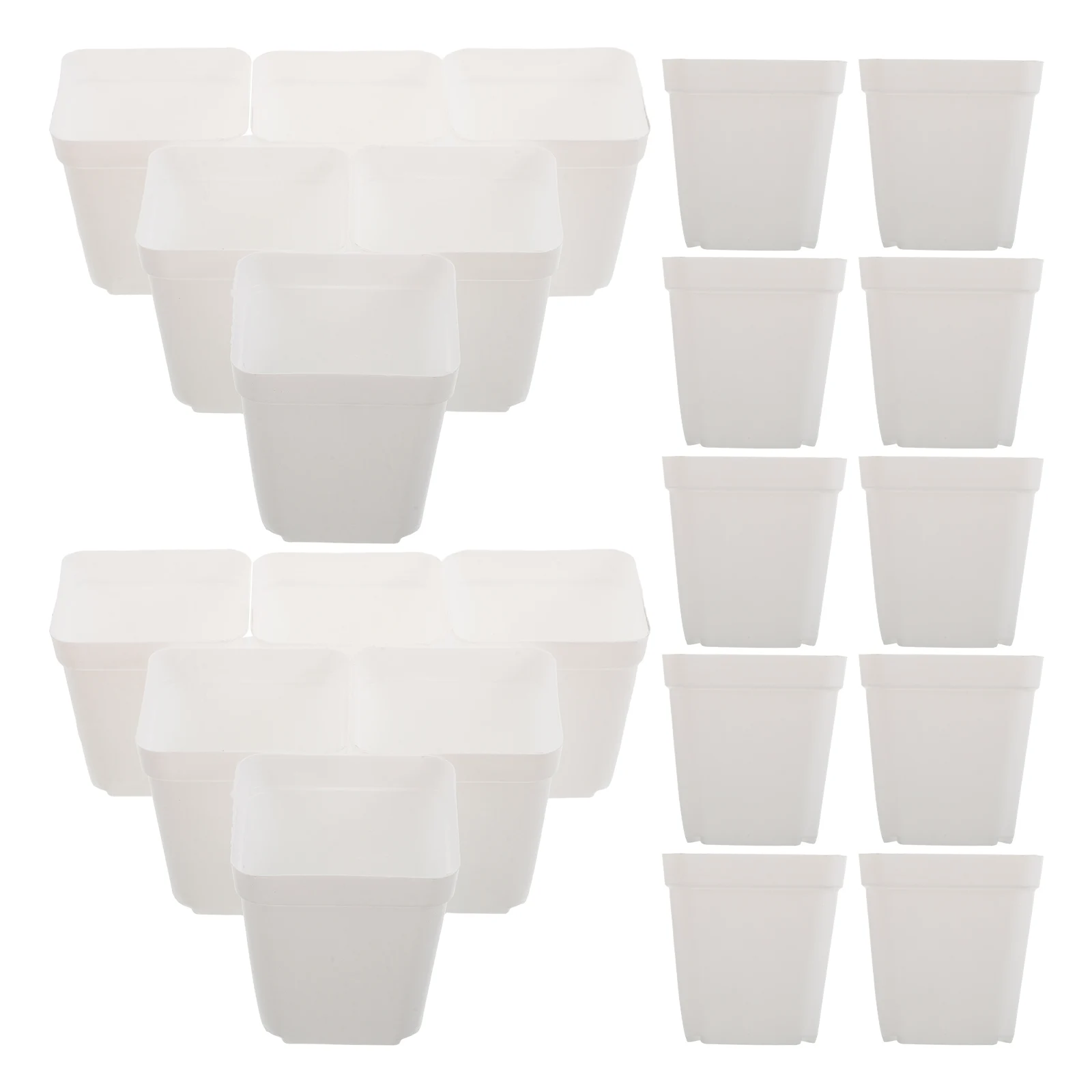 

100pcs Square Nursery Pots White Plastic Plant Starting Containers Drainage Holes For Indoor Plants Succulents Germination Tray