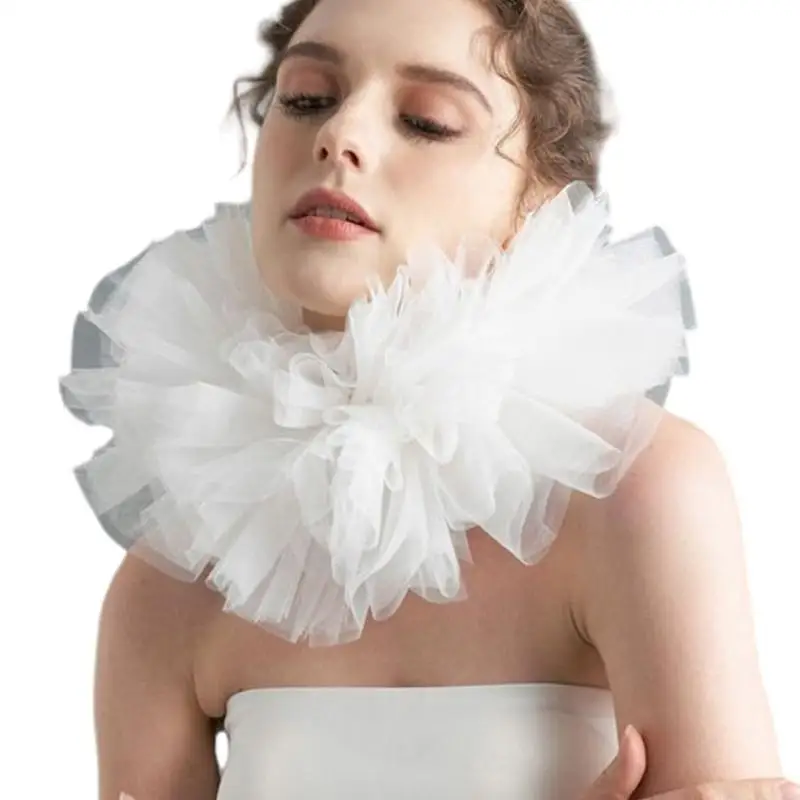 652f-レディース-多層メッシュ-つけ襟-ピエロ-チョーカー-ネック-ラフ-パーティー-集まり用