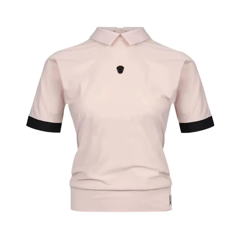 Women Lapel Breathable Solid Color Short Sleeved Golf T Shirt Woman Quick Drying Slim Fit Temperament Golf Top