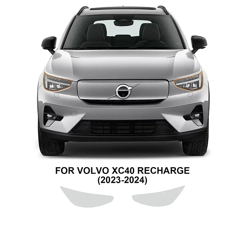 For Volvo XC40 Recharge 2023 2024 Car Headlight Protective Film Smoked Black Tint Wrap Vinyl Transparent TPU Sticker
