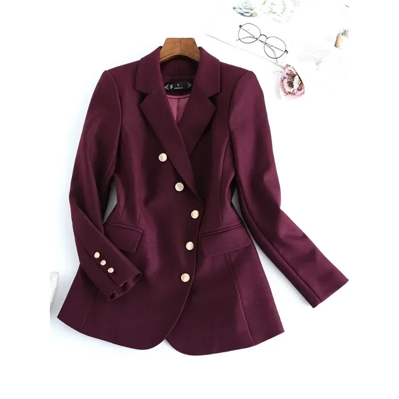 Veste blazer à manches longues pour femme, manteau formel pour femme, simple boutonnage, automne, hiver