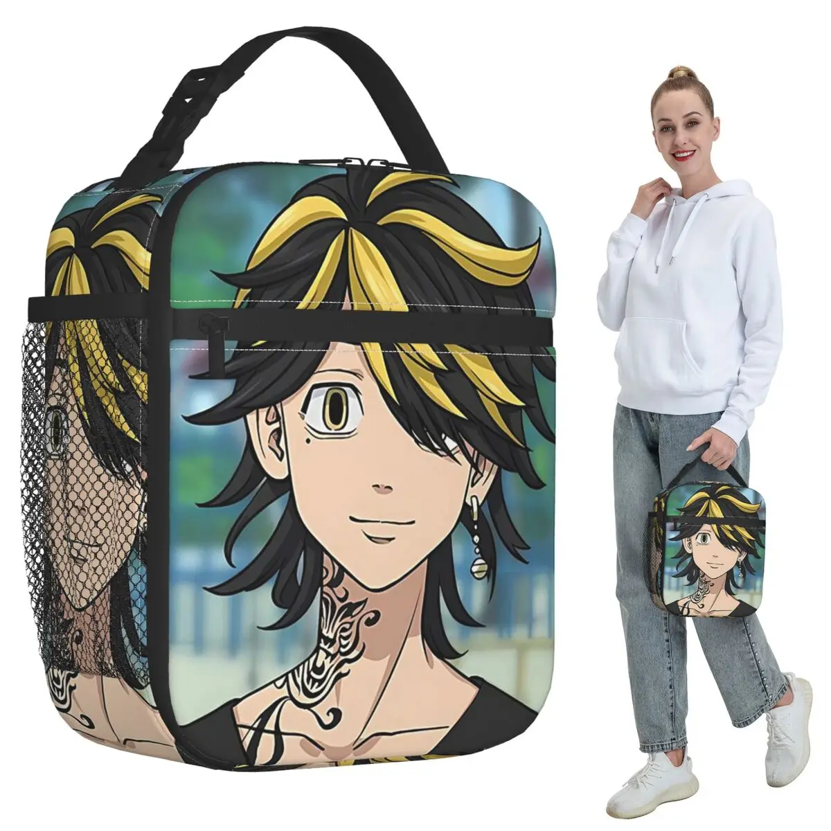 Anime Tokyo Revengers Kazutora Insulated Lunch Bag for Kids School Cooler Thermal Food Box Tote Portable Lunch Boxes Container