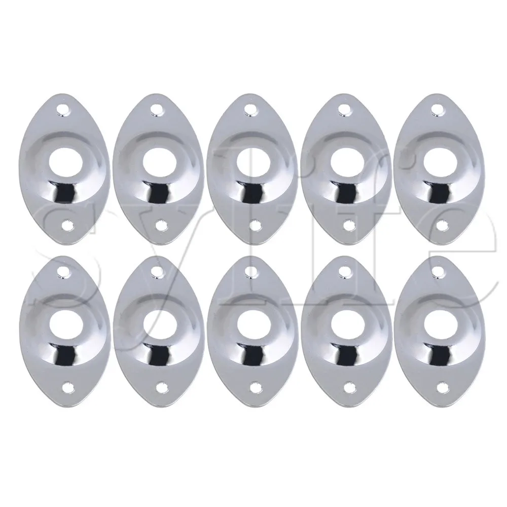 10Pcs/lot OVAL Recessed Metal ELECTRIC GUITAR JACK PLATE Chrome