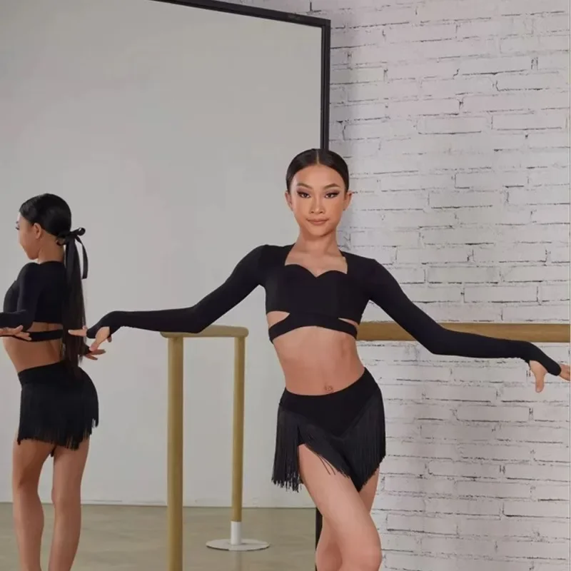ensemble-de-vetements-de-danse-latine-pour-filles-haut-court-a-manches-longues-jupe-robe-de-competition-de-performance-cha-cha-samba-robe-noire-bordeaux-pour-enfants