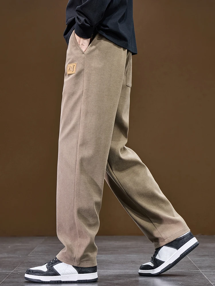 Herbst Neue männer Baggy Breite bein Hosen Cord Stoff Weiß Schwarz Mode Koreanische Lose Gerade Hosen Outdoor Jogginghose