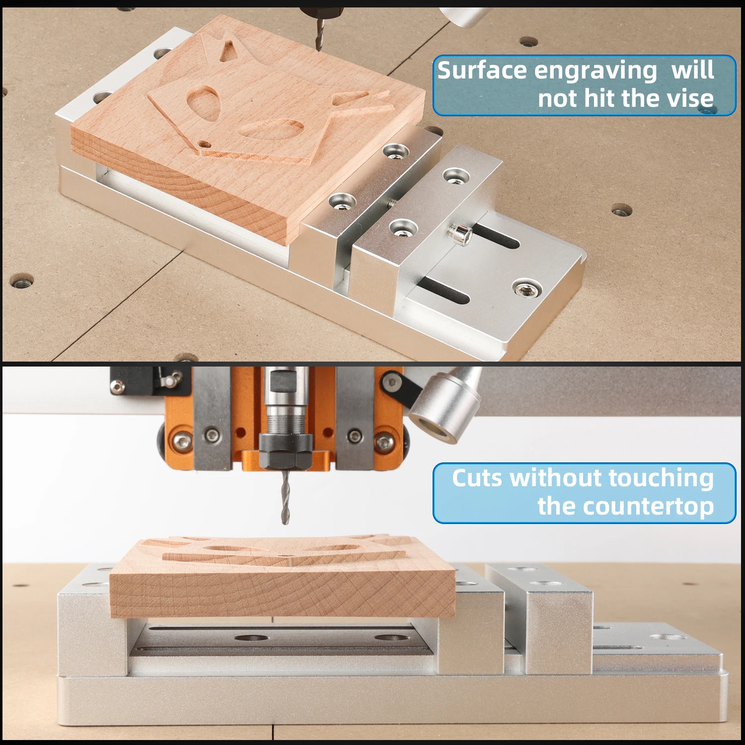 FoxAlien-Mini tornillo de banco de perfil bajo para máquina enrutadora CNC, abrazadera de sujeción de trabajo para WM3020 Masuter Pro Vasto