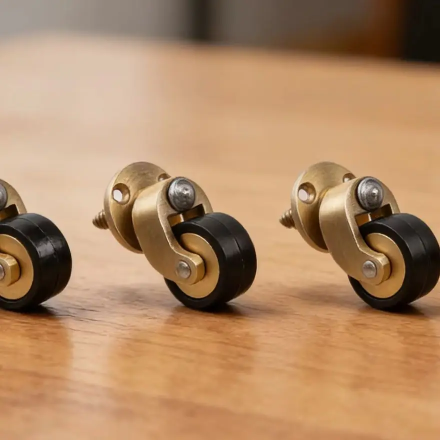 Gold Black Brass Casters 26mm Wheel Silent Swivel Casters Heavy Load Rolling Wheels For Coffee Table Plant Stand Chair Parts