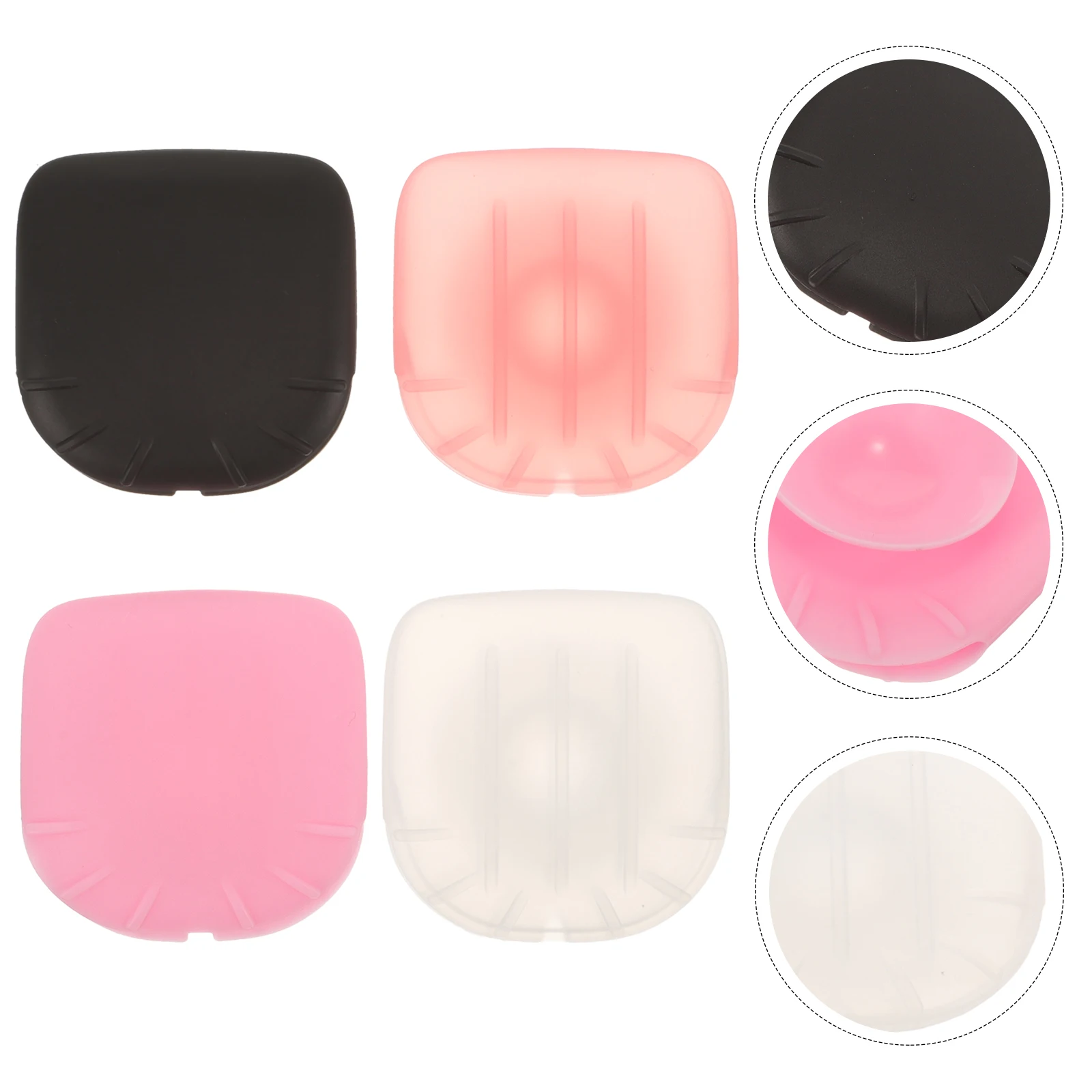 4pcs Makeup Brush Anti-loss Cover Holder Container Pink Black Translucent Red Protective Case Storage Organizer