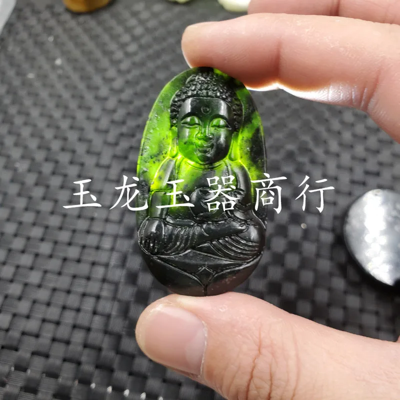 Jade Pendant Xinjiang Hetian Dark Jade Baby Buddha Pendant Beeswax Serpentine Jade Child Buddha Pendant Jade Buddha Statue Penda