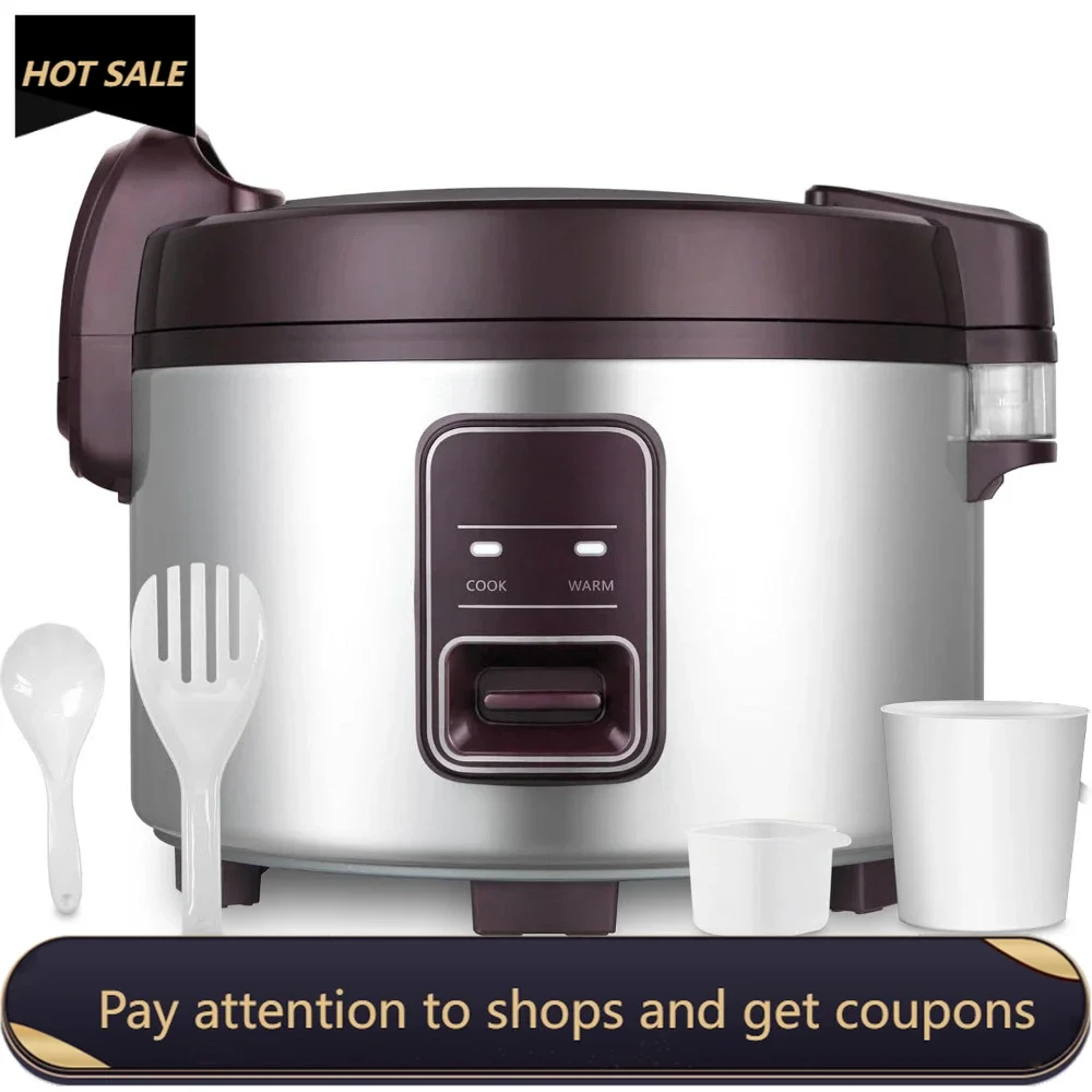 

Commercial Large Rice Cooker & Food warmer，13.8QT/65 Cup cooked rice ，Non-stick Inner Pot，Auto Warmer Mode ，1350W Fast Cooking