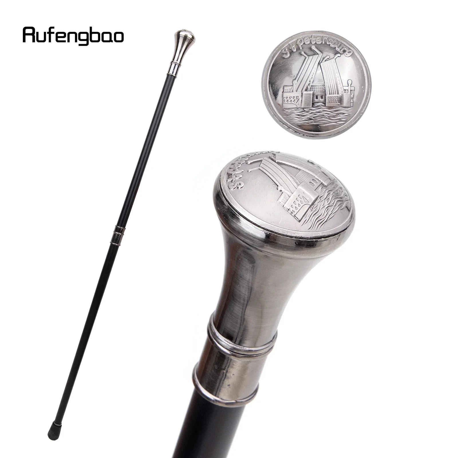 

Stpetersburg Dvortsoviy Bridge Totem Relief Walking Cane Fashion Walking Stick Gentleman Luxury Crosier Knob Walking Stick 93cm