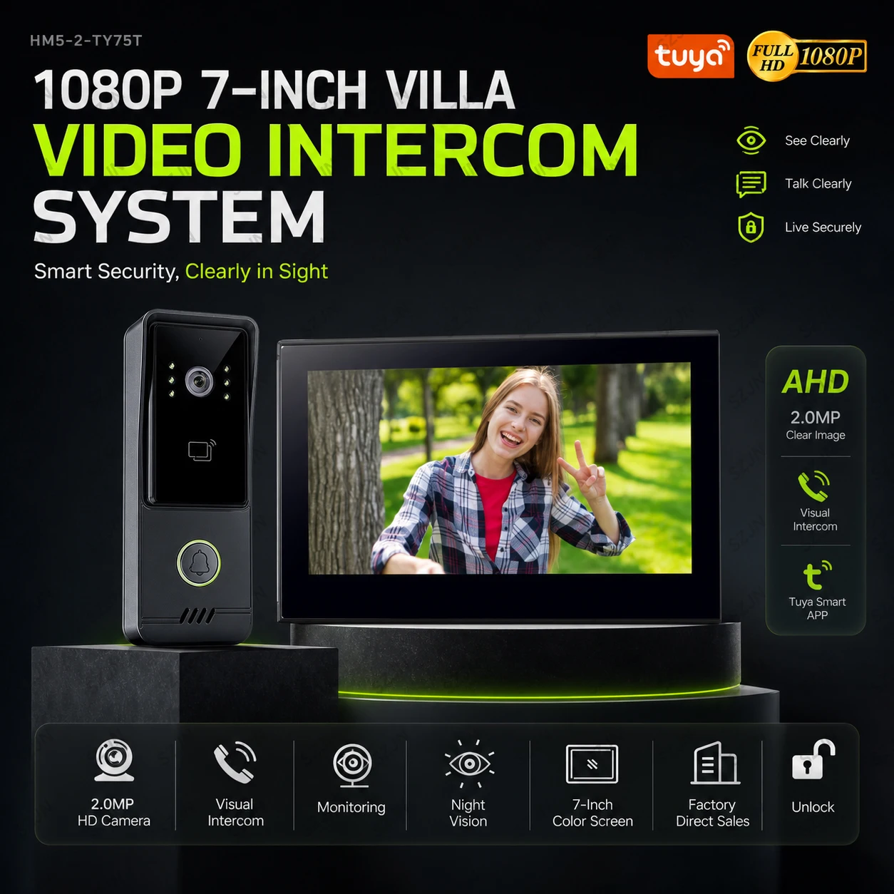 Tuya Smart WiFi Video Door Phone kit System 7 Inch IPS Touch Screen 2MP Camera RFID Unlock Motion Detection Night Vision