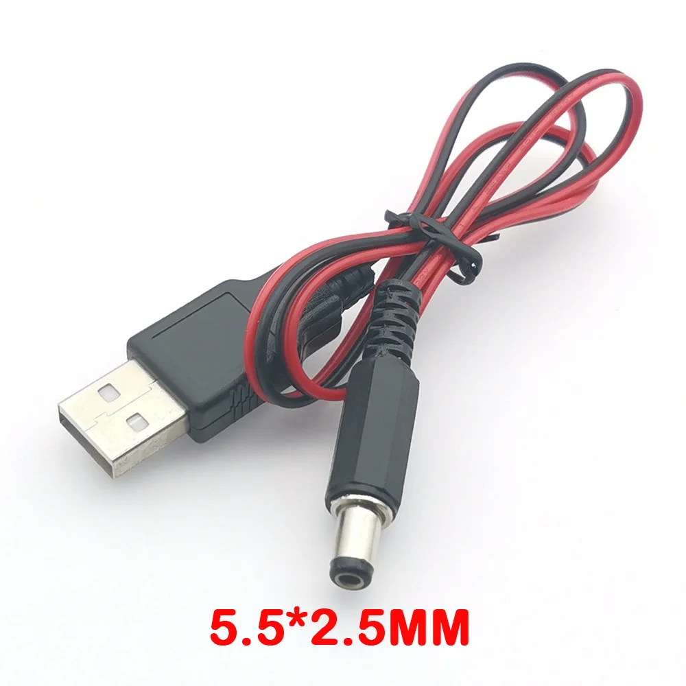 Usb ذكر إلى تيار مستمر كابل الطاقة ، 5.5x2.1/2.5 مللي متر ، 1 قطعة ، قابس امدادات الطاقة ، تمديد كابل ، أسلاك موصل ، 5.5x2.1 ، 5.5x2.5mm