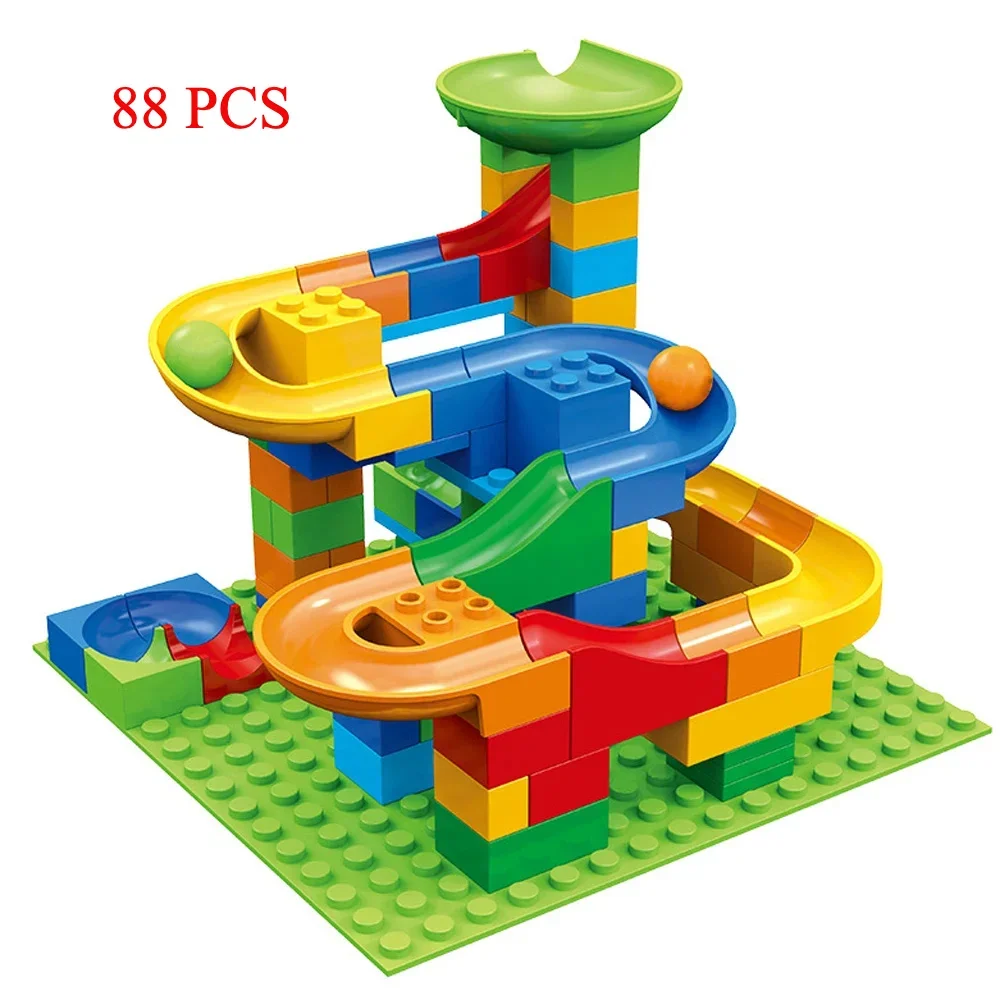 88PCS Small Size Marble Race Run Blocks Maze Ball Track Building Blocks Funnel Slide DIY Bricks Educational Kid STEM Toys Gift