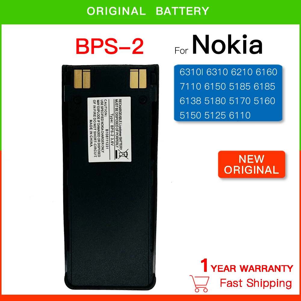 

New Replacement Battery For Nokia BPS2 BPS-2 BPS-2N 6310I 6310 6210 6160 7110 6150 5185 6185 6138 5180 5170 5160 5150 5125 6110