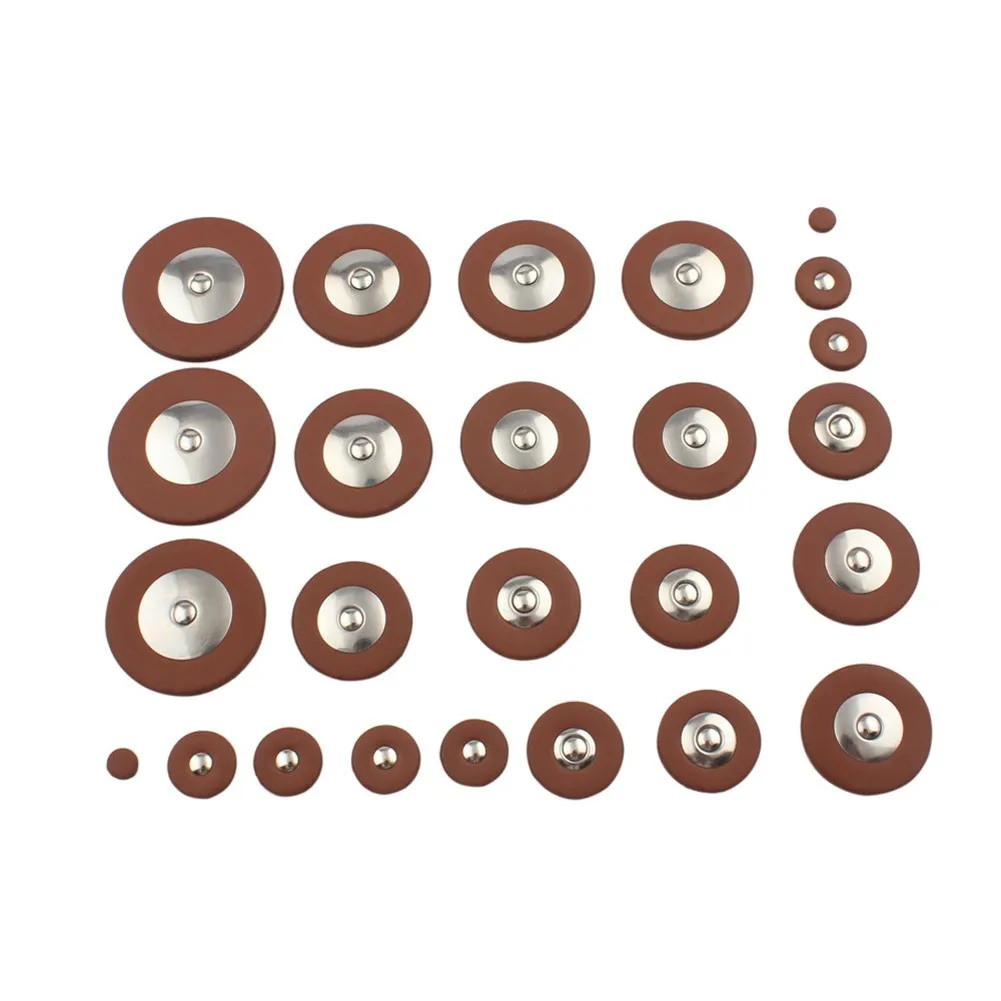 Replacement pads kit for alto and tenor saxophones including multiple sizes for key protection and maintenance