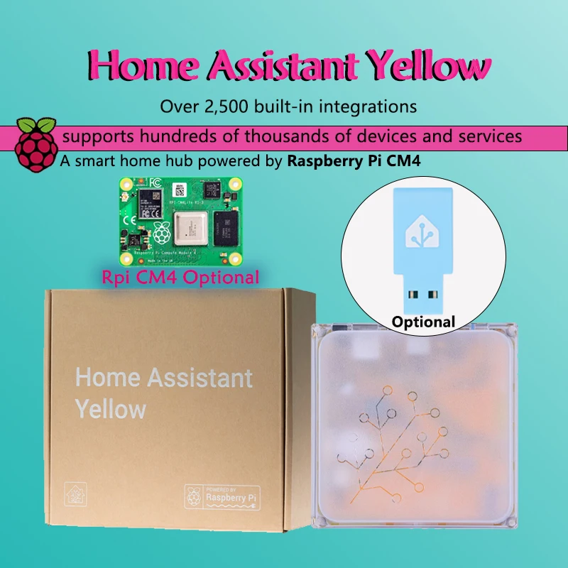 

Home Assistant Yellow Power Suppl /POE Vision USB Stick Optional Powered by Raspberry Pi CM4 Smart Home Hub 2,500+ integrations