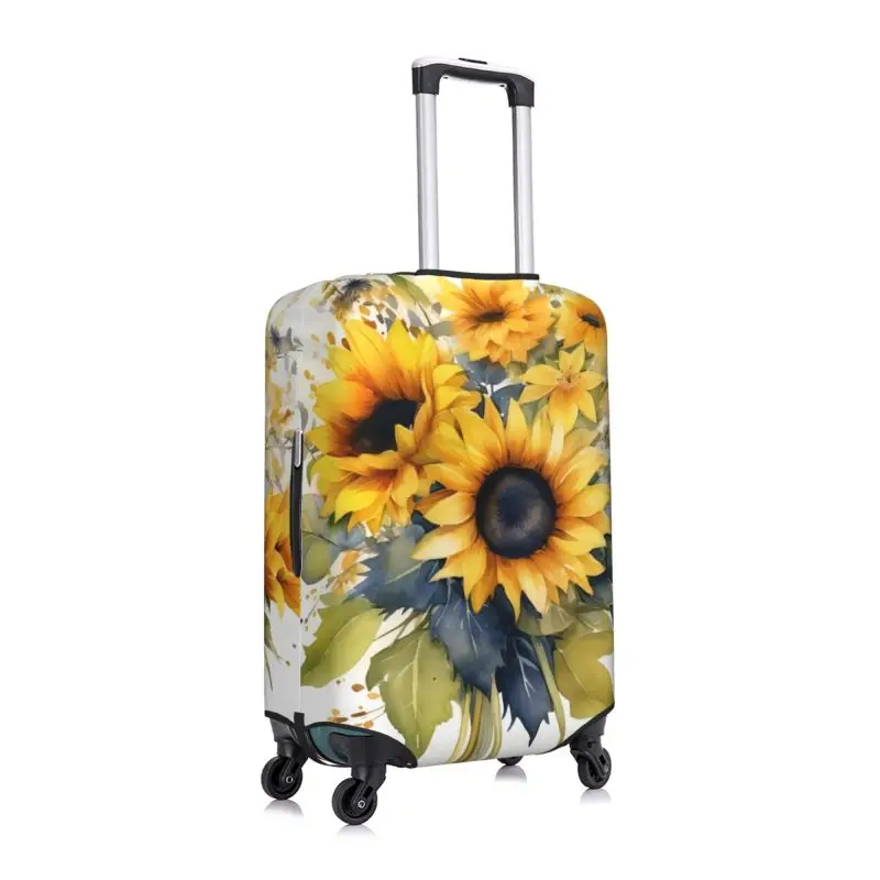 Sunflower flowers Thick Elastic Luggage Protective Cover Zipper Suit For 18-32in Bag Suitcase Covers Trolley Cover Travel