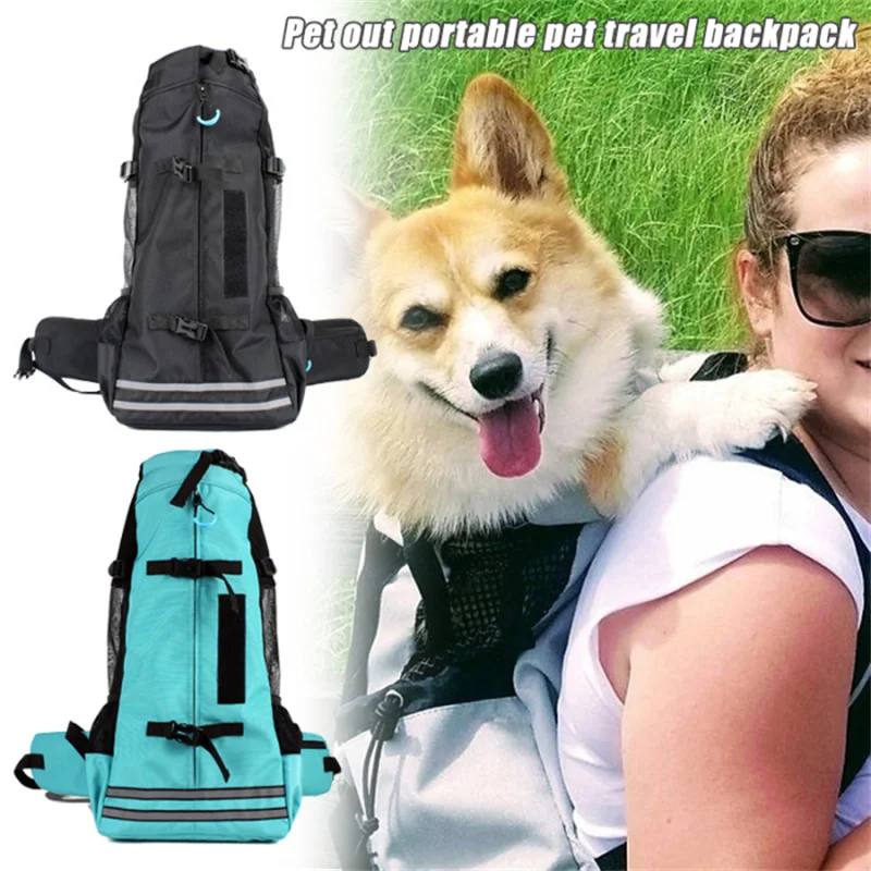 Puppy Carrier Bag Reflective Breathable Pet Backpack for Corgi Bulldog Large Dogs Adjustable Outdoor Hiking Dog Travel Bag