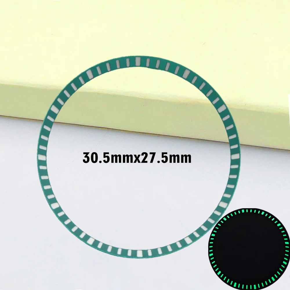 Mod SKX007 Зеленое светящееся кольцо с главой подходит для SKX007 SKX009 SPRD SKX171, внутреннее кольцо корпуса часов 30,5 мм, медное кольцо с главой частью