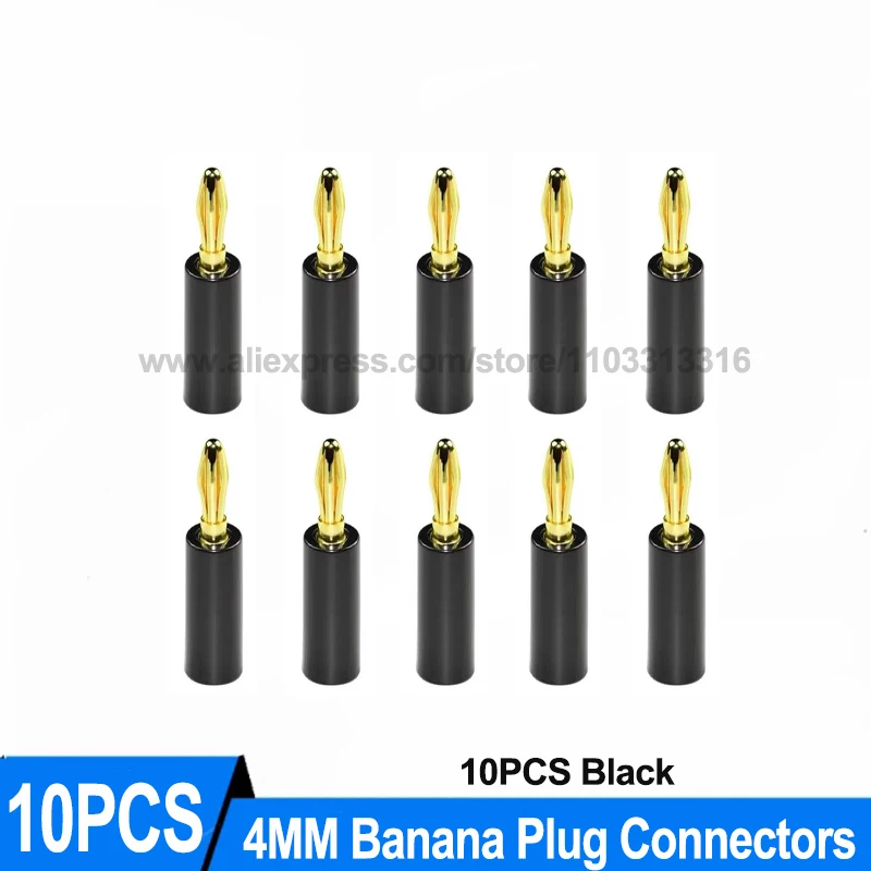 10PCS New 4mm Plugs Gold Plated Musical Speaker Cable Wire Pin Banana Plug Connectors