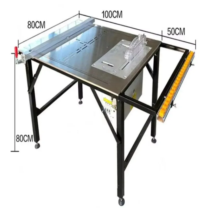 منضدة عمل محمولة قابلة للطي من الفولاذ المقاوم للصدأ لآلة قطع الخشب منشار دائري لوحة أفقية منشار طاولة