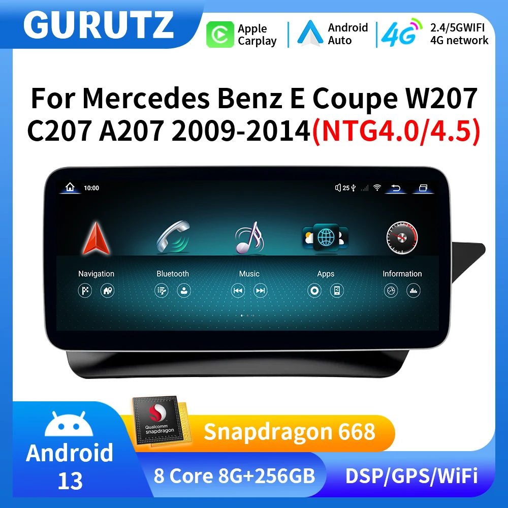 

For Mercedes Benz E Class Coupe W207 C207 A207 NTG 4.0 4.5 2009-2014 RHD Android Auto Car Radio Stereo GPS Carplay DSP 4G Wifi