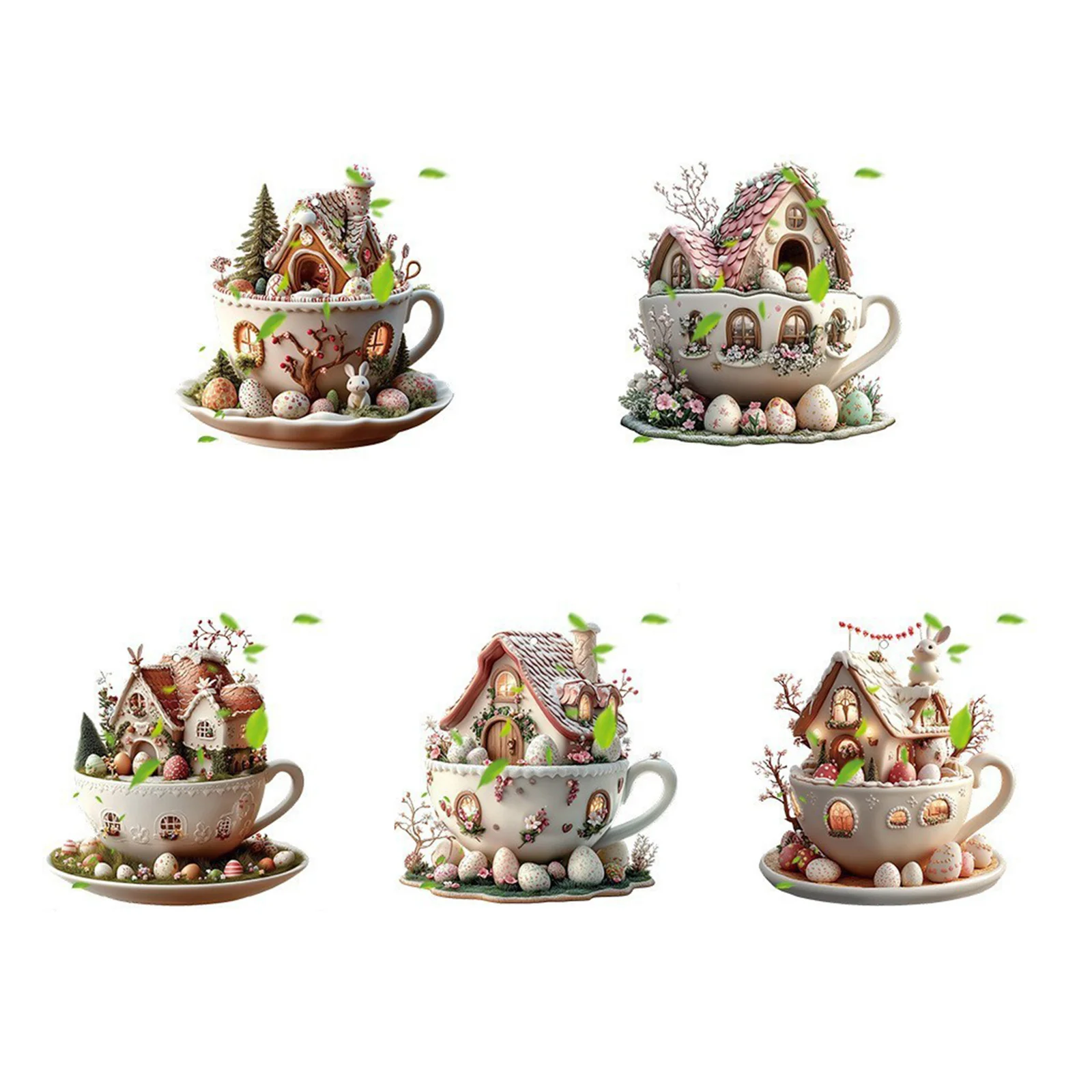 2D عيد الميلاد قلادة الزخرفية رائعة عيد الميلاد ندفة الثلج منزل فنجان القهوة معلقة للمنزل سيارة ديكور الطرف الديكور الدعائم