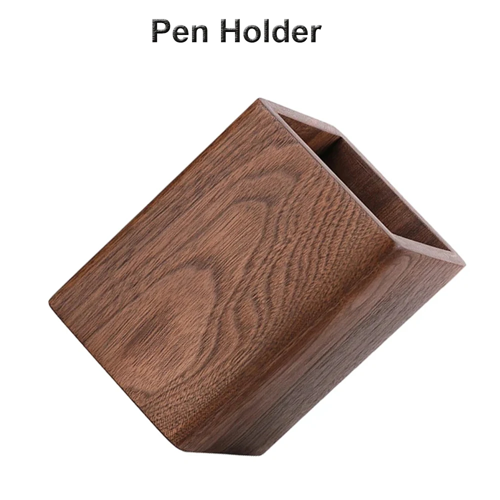 Wooden Stationery Organizer Square Pen Holder Pencil marker ballpoint Walnut Wood Desk Decoration Stationery up Brushes Offices