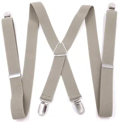 Adjustable Elastic Suspenders Men X Back Braces 2.5cm Width 4 Clips Women Pants Suspender for Trousers