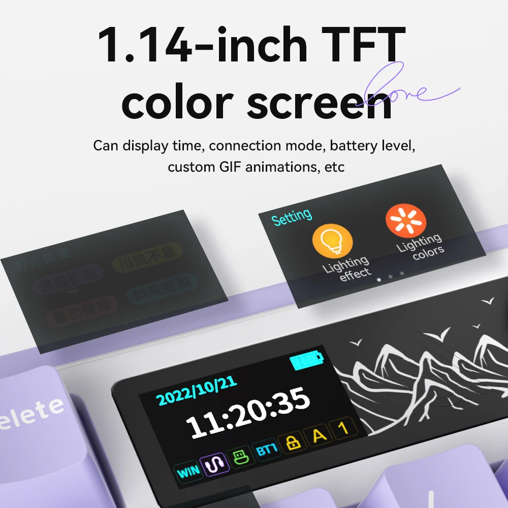 AJAZZ AK980 Mechanical Keyboard Multi-function Knob GASKET Structure Color Screen Wireless Gaming Keyboard PC Gamer Accessories image 4