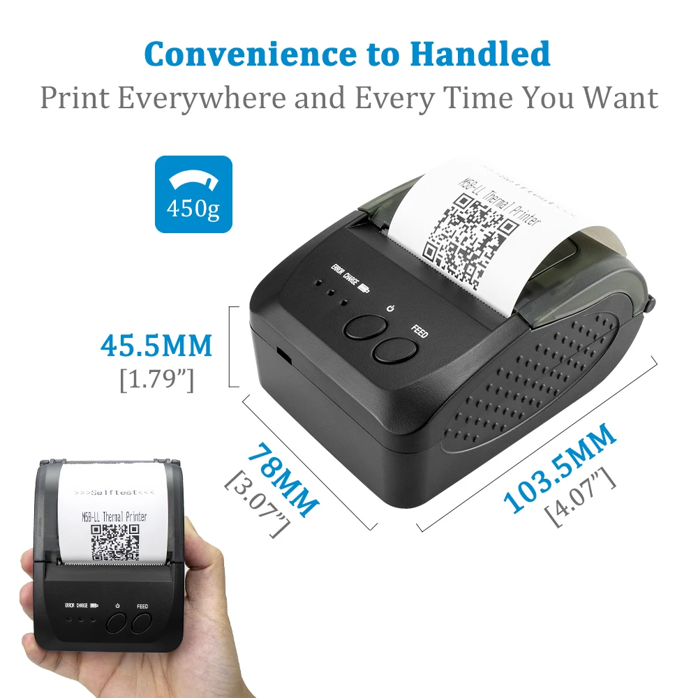 NETUM Bluetooth Thermal Receipt Printer 58mm for Android IOS Windows  POS Portable NT-1809DD