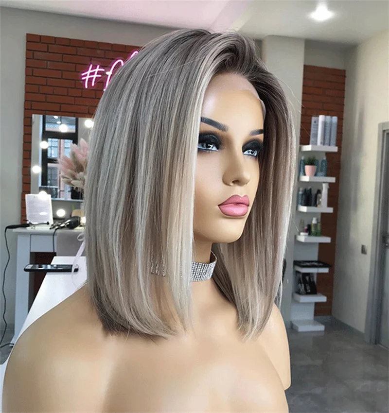 

Layered Synthetic Brown with Blonde Highlights Short Curly Wig Bob Wig Heat-Resistant Synthetic Wig for Women Cosplay Daily Wear